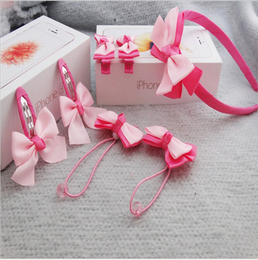 7 pièces/ensemble mignon enfants bandeau bébé fille chapeaux nœud Barrette bandeau nouveaux enfants bébé Dot ensembles bandeau: 8