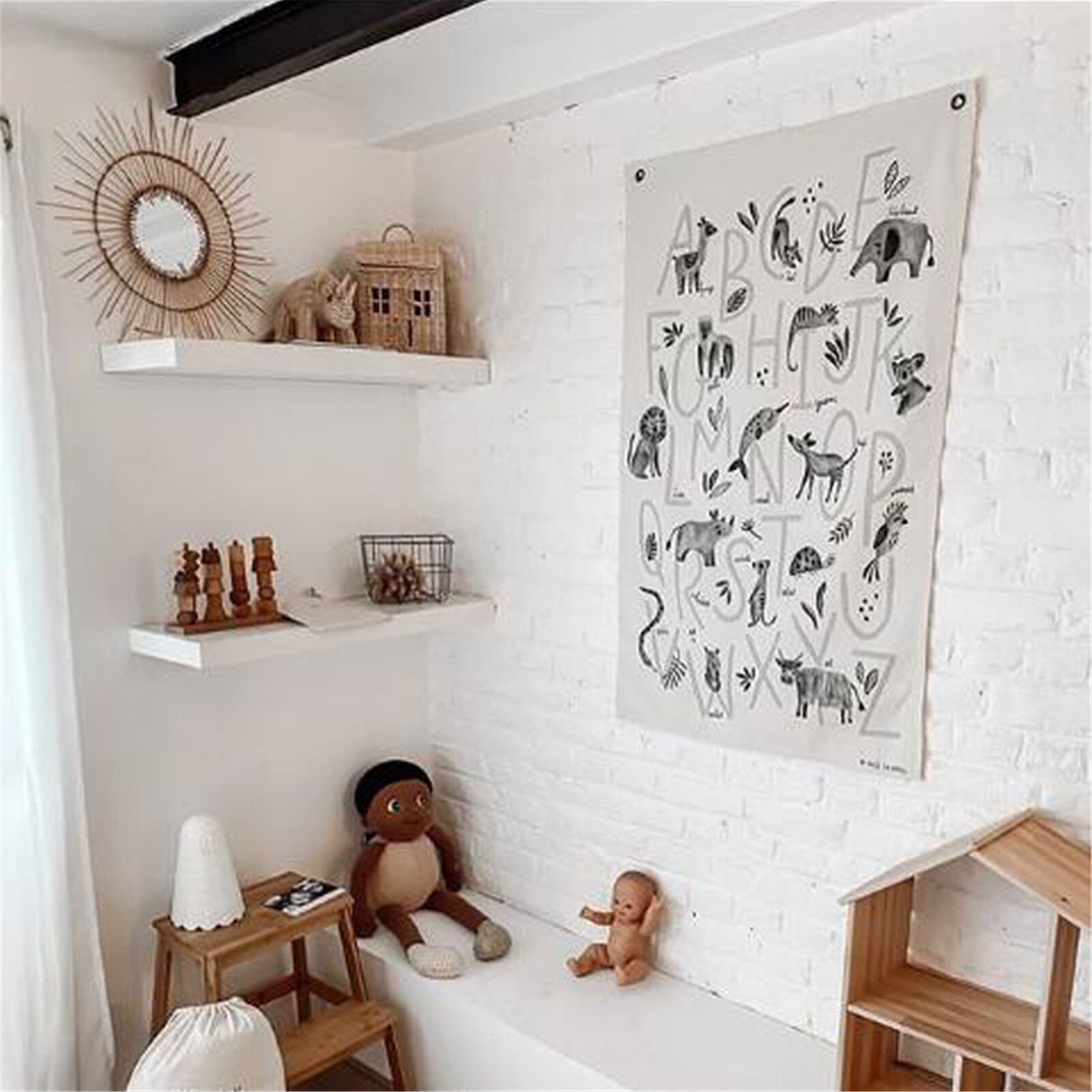 Wall Posters Nordic Style Animal Alphabet Canvas Wall Hanging Children's Home Wall Decoration Photography Background Props