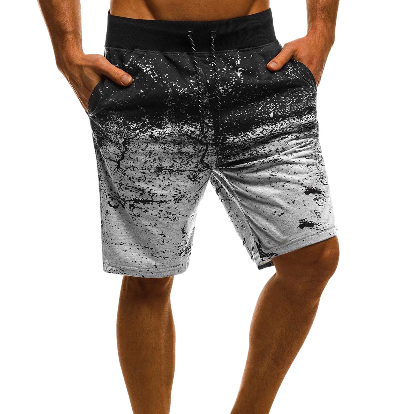 Calções de praia ao ar livre confortável adequado para a multidão grande calças esportivas de corta-corante para homem com cordão: Light Gray / XL