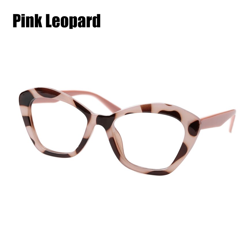 SOOLALA Katze Auge Brillen Rezept Brillen Rahmen Frauen Gläser Klare Linse Myopie Optische Gläser: Rosa Leopard