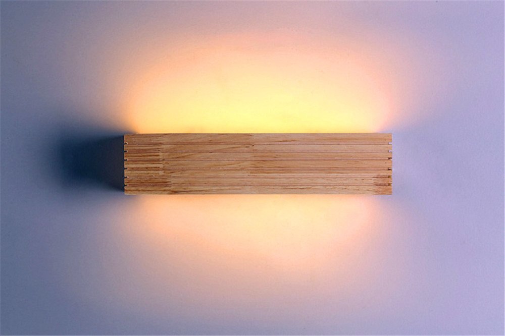 Modern japansk stil led-lampa ek trä vägglampa nordisk massivt trä spegel vägglampor lampett för sovrum badrum varmt ljus