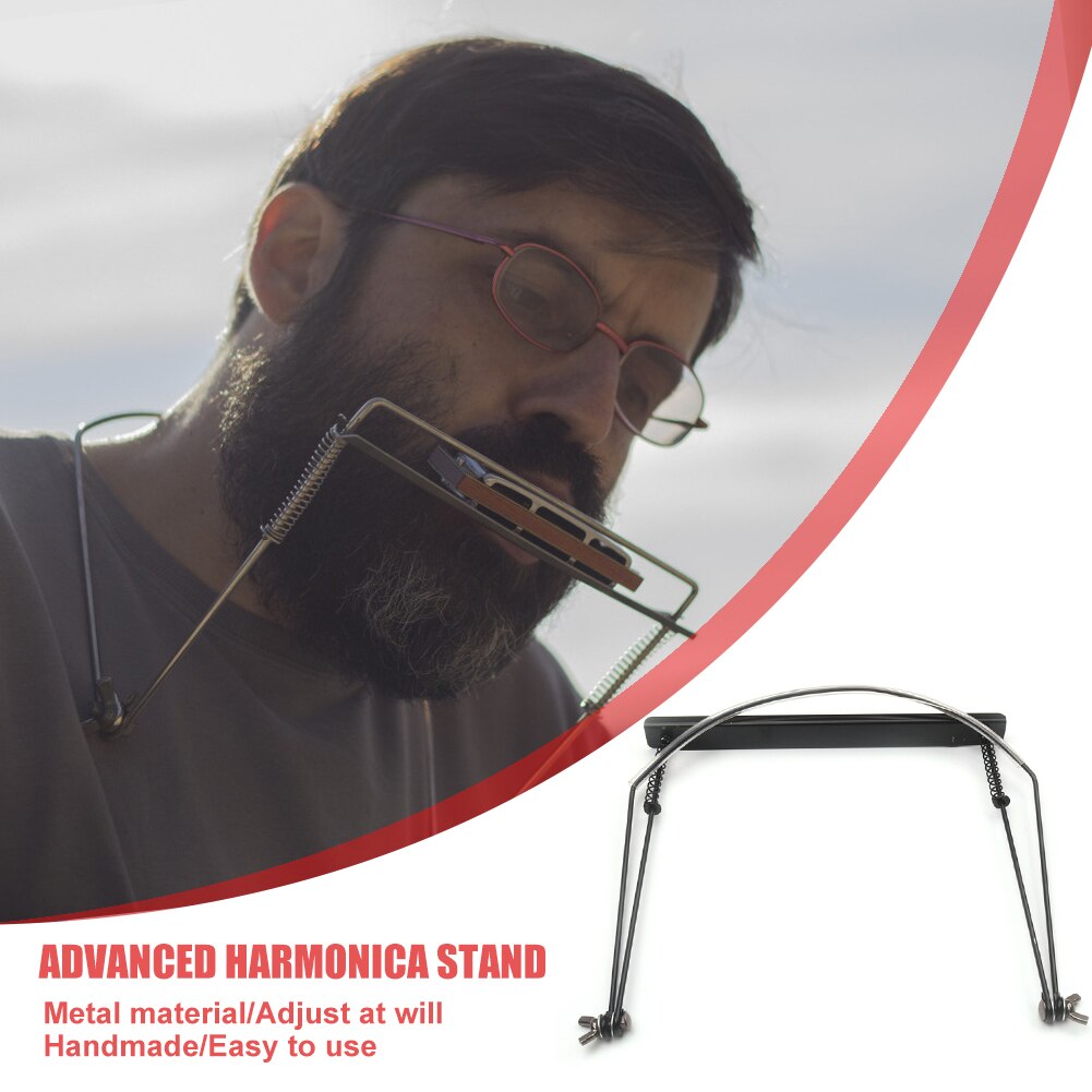 Professionele 10 Gaten Draagbare Harmonica Hals Houder Voor Beginner Metal Verstelbare Mond Orgel Rack Stand