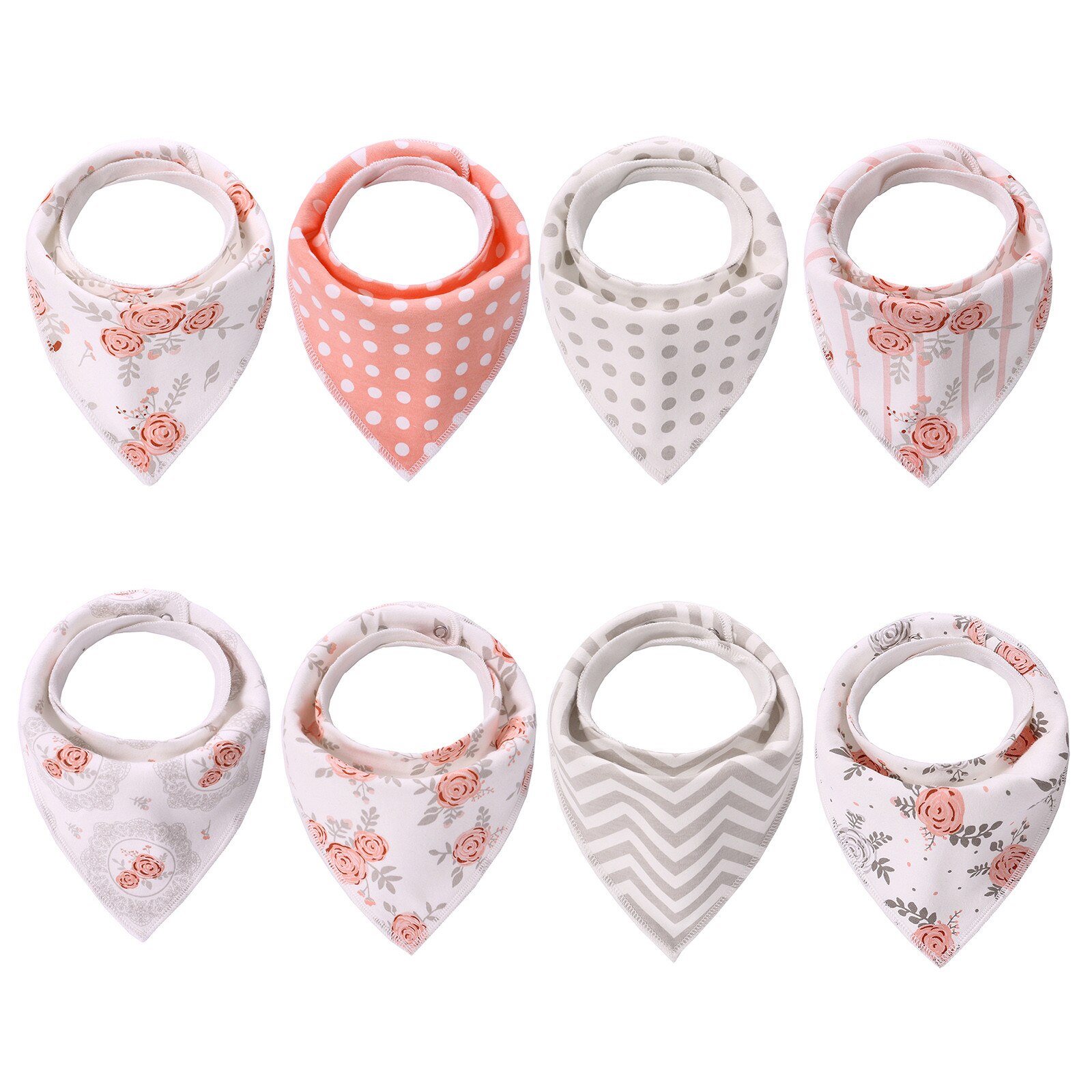 Bavoir pour -né, serviette d'alimentation pour bébé, dessin animé, écharpe Triangle, bavoir à forte Absorption d'eau, doux et respirant, 8 pièces: A