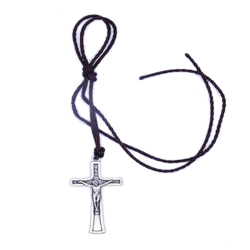 Retro Touw Jesus Cross Ketting Hanger Sieraden Voor Mannen Vrouwen Katholieke Religieuze