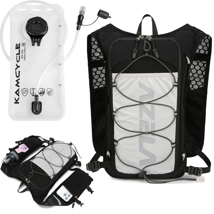 Laufweste für Damen und Herren, leichter Trinkrucksack mit 2L Wasserblase, hydro-Tagesrucksack zum Wandern, Trailrunning, Skifahren