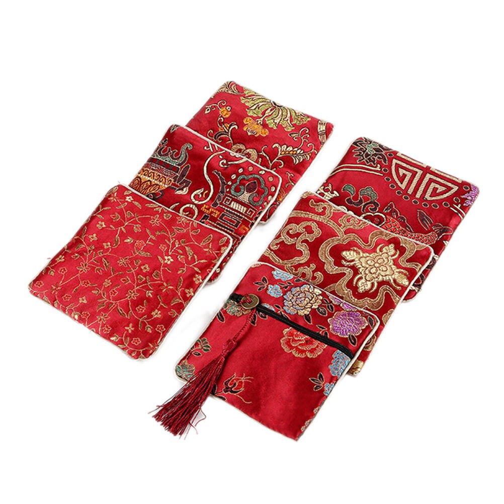 Classic Chinese Embroidery Jewelry Bag Storage Organizer Small Pouch Handmade Embroideries Earphone Bag: 2 one piece