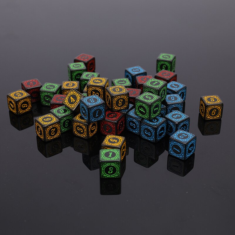 50pcs 10pcs 1pcs Acrylic Carved Pattern Dice 6-sides Accessories Colorful Dice Digital Game Dice