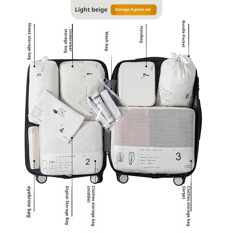 Cubos de embalaje para viaje, organizador de maletas portátil, bolsa de almacenamiento de ropa, accesorios de viaje, bolsas de equipaje para maletas de mano: Chocolate
