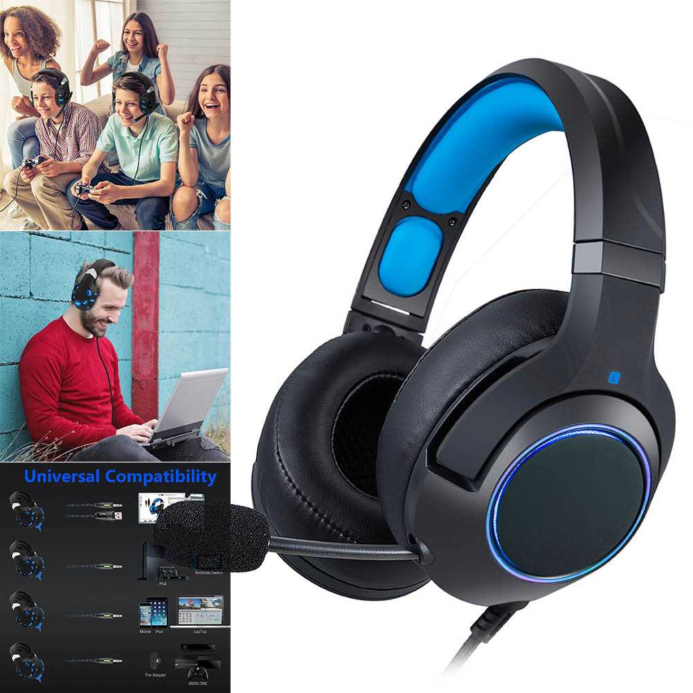 Datamaskin spilling headset rgb glødende justerbar størrelse hodetelefon med mikrofon til pc laptop jr tilbud