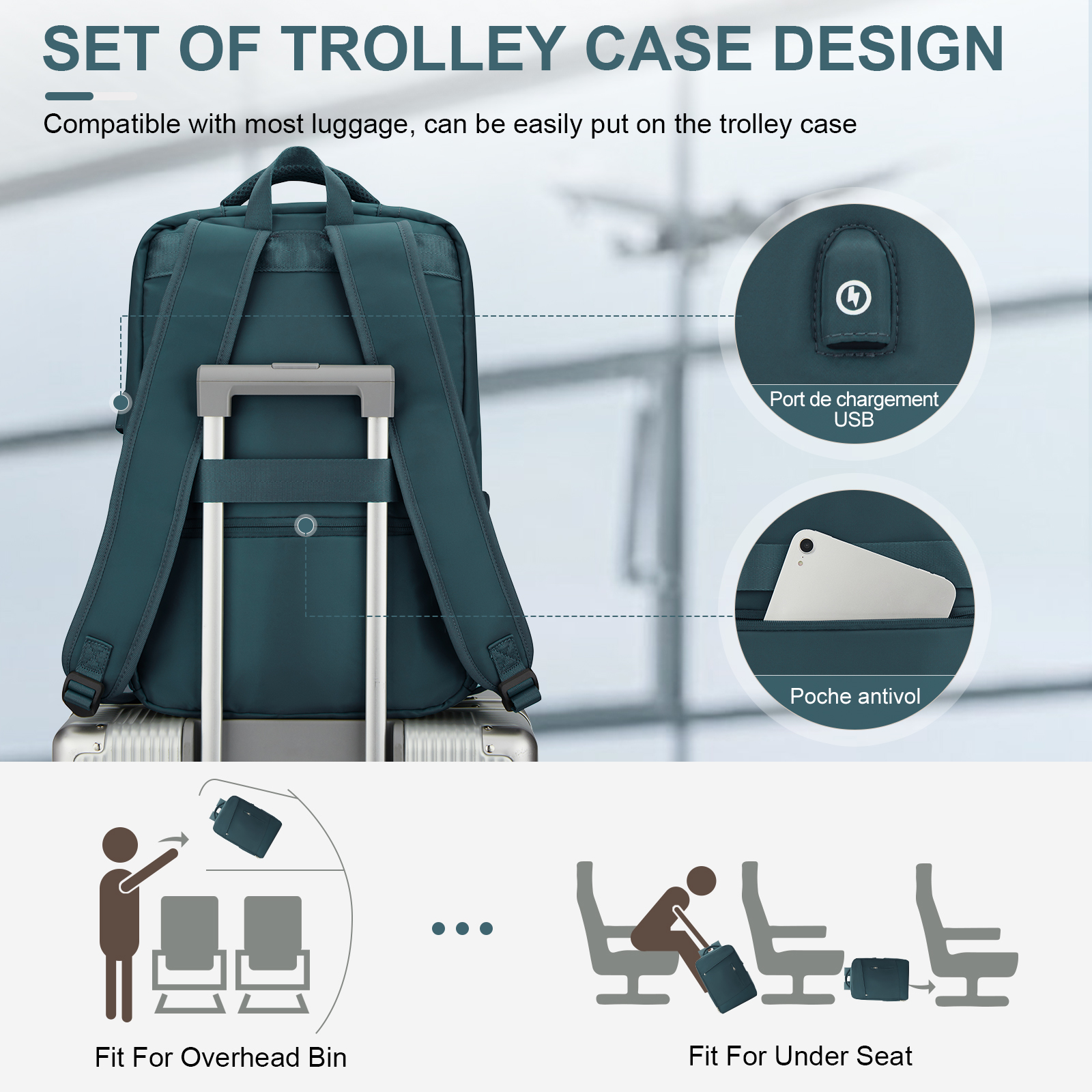 Travel Bakcpack 45x33x16 Cabin Bag Carry-Ons for Men Women Laptop Backpack Reinforced Daypack USB Short Distance Luggage