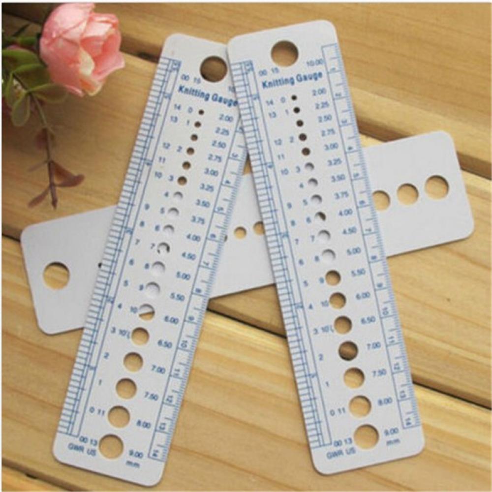 Fine Knitting Needle Gauge Inch cm Ruler Tool (US UK Canada Sizes) 2-10mm