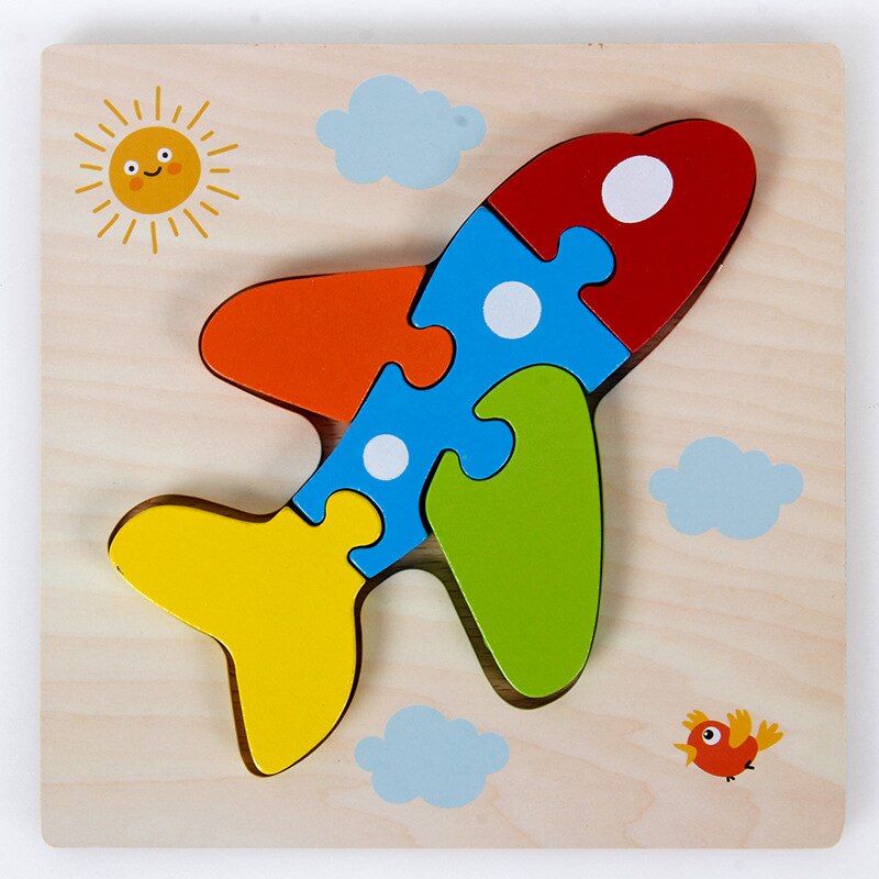 Creativo Per Bambini Puzzle di Legno Prima Infanzia Giocattoli Educativi 3d Puzzle Di Sviluppo di Intelligenza del Giocattolo: aircraft