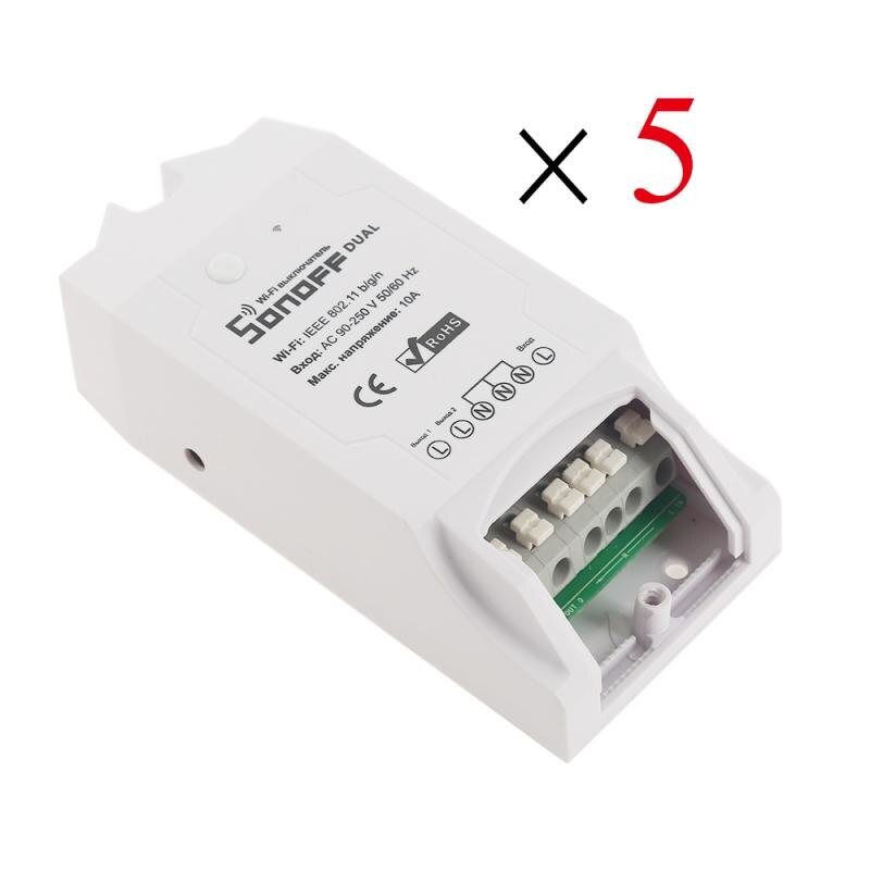 Sonoff Dual R2 Itead Samrthome Draadloze Wifi Schakelaar Diy Module Smart Home Timing Sonoff Schakelaar Compatibel Met Alexa Google Thuis: 5 Pieces