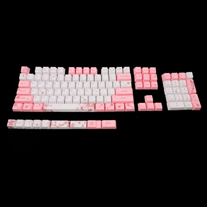 Teclas para Teclado mecánico de flor de cerezo PBT, teclas con sublimación de tinta: Rosa