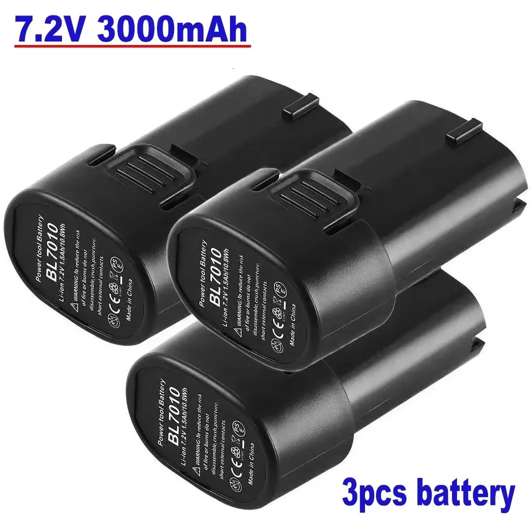 Electric Tool Battery For Makita 7.2V 3000mah BL7010 BL0715 DF010 DF012 DF022 7.2-4 194355-2 194356-3.: MULTI
