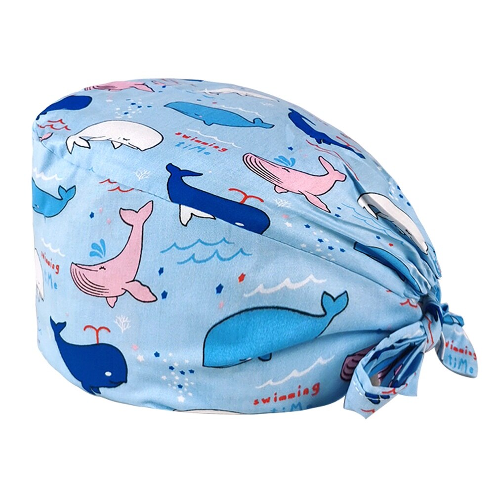 Cartoon dierenpatroon print unisex mat pet laboratorium dierenwinkel werkende verpleegster hoed ziekenhuis dokter operatie pet: 12065