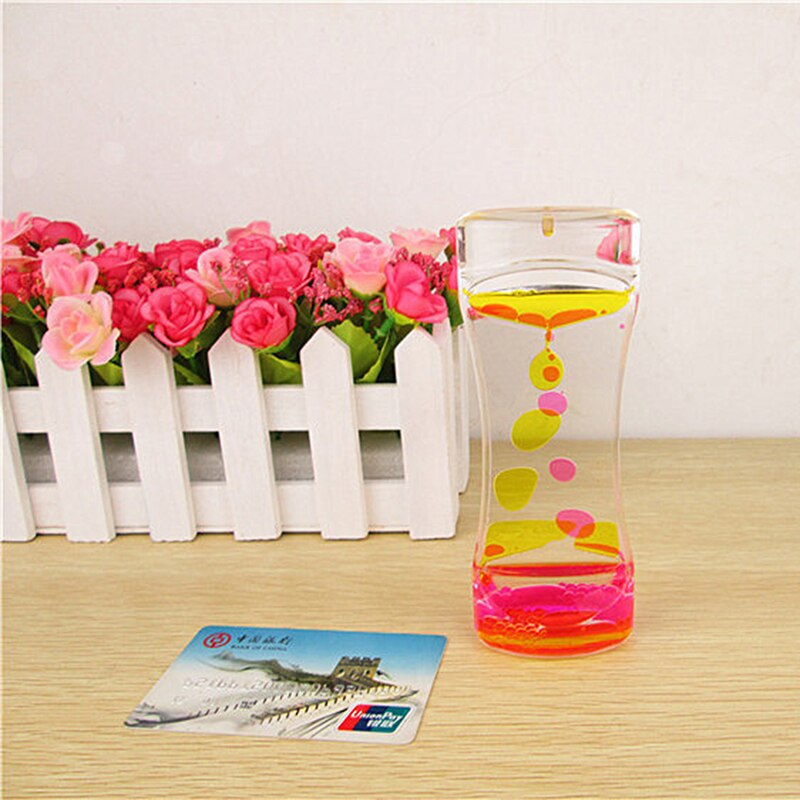1 Piece Floating Color Mix Illusion Timer Liquid Motion Visual Slim liquid Oil Glass Acrylic Timer Clock Ornament Desk