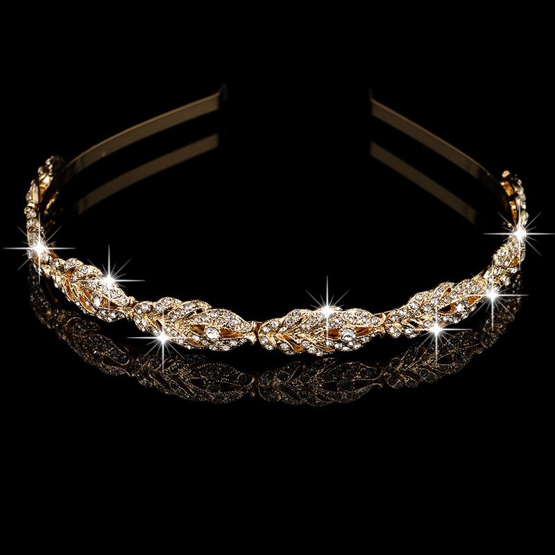 Vendita calda di Cristallo Perle Della Lega Diademi e Corone Da Sposa Copricapo Da Sposa Accessori Per Capelli Gioielli Bride'Tiaras Hairbands: TS-J1659-G