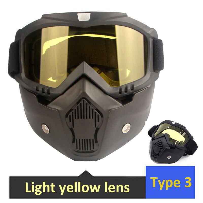 Motorcykel briller motocross beskyttelsesbriller aftagelige ansigtsbriller gear briller beskyttelsesbriller maske med mundfilter til motorcykelhjelm: Type 3