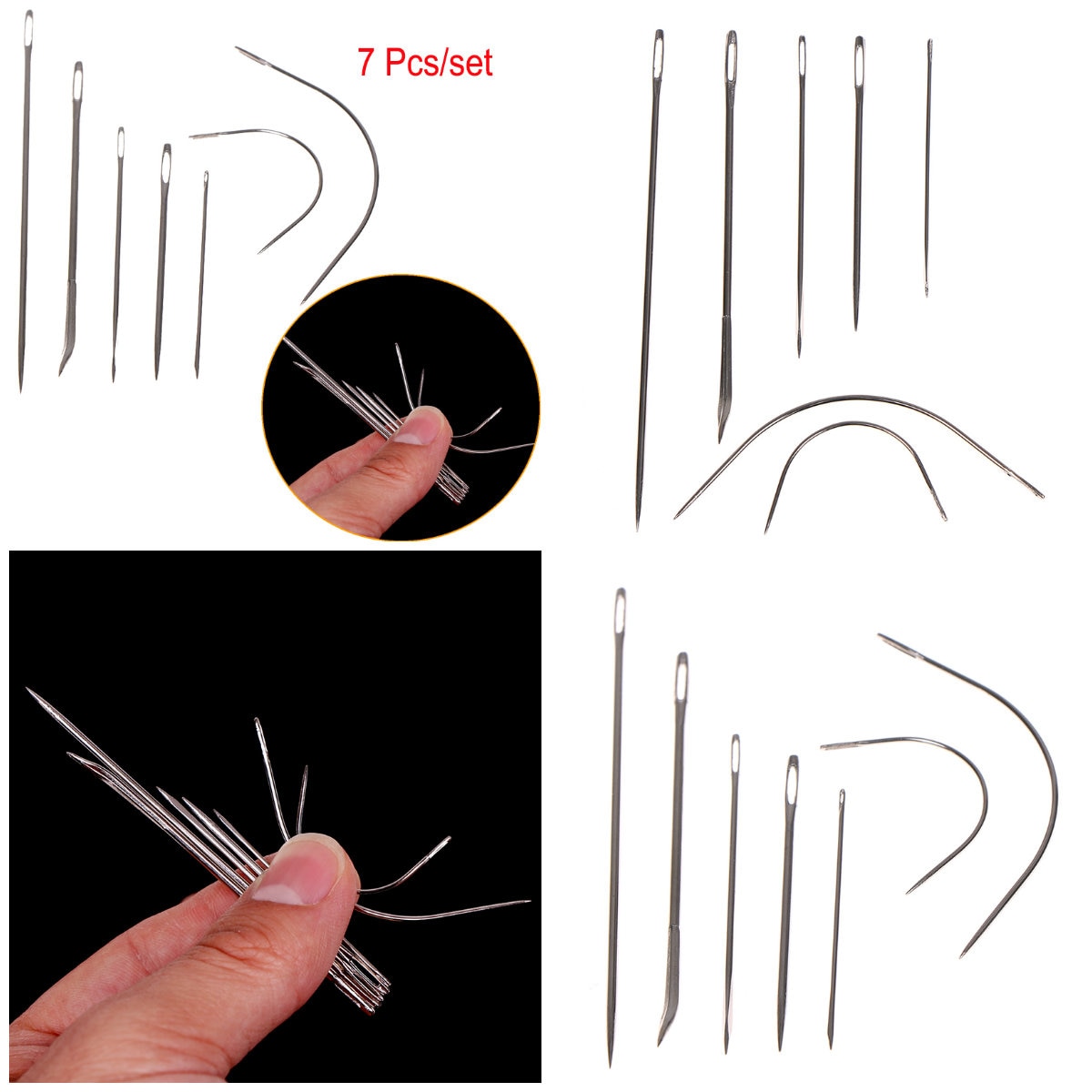 7 Pcs/set Sewing Needles Hand Repair Tool Small Curved Mattress Needle Sewing Needles Set Sail Carpet Leather Curved Canvas