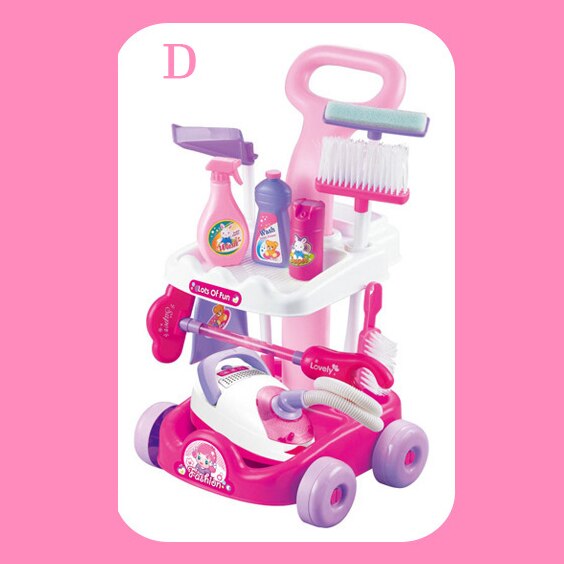 Børns sæt hjem simuleret vogn rengøringsværktøj støvsuger små husholdningsapparater legetøj ryster små legetøj: D