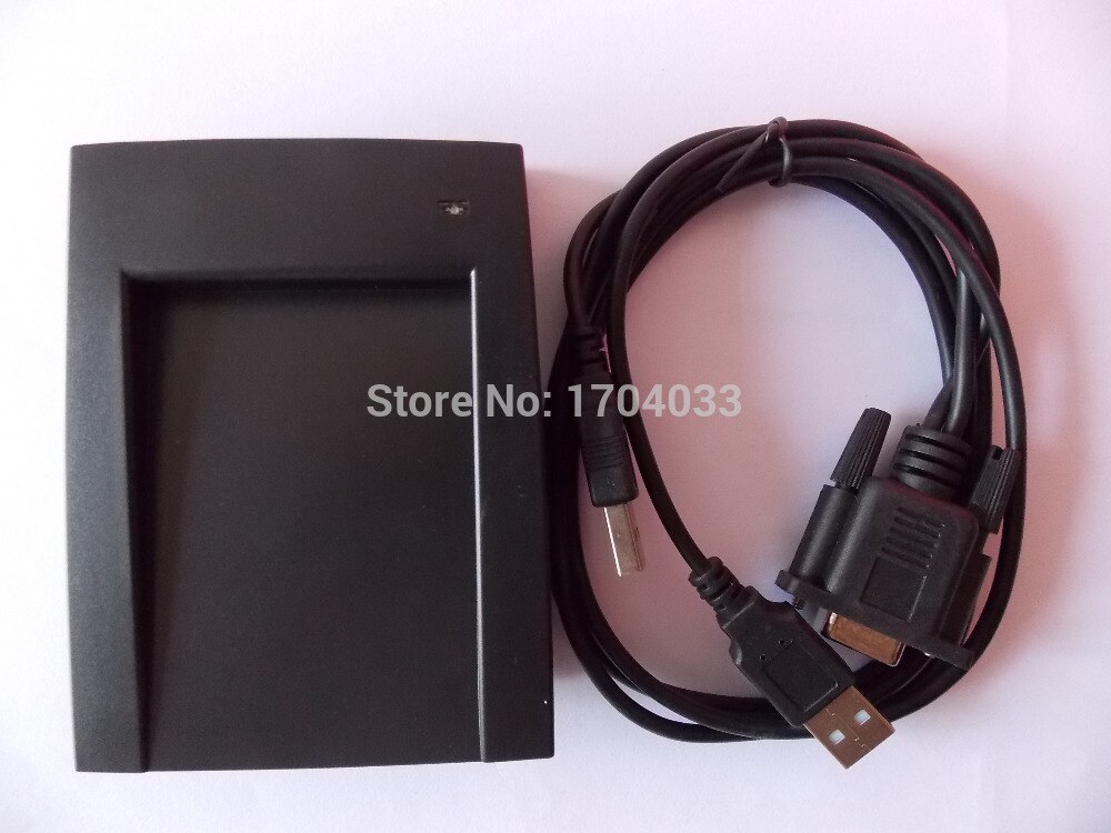 RS232 13.56Mhz RFID Reader Proximity Sensor IC Card Reader +2 Pcs RFID White Card For Access Control