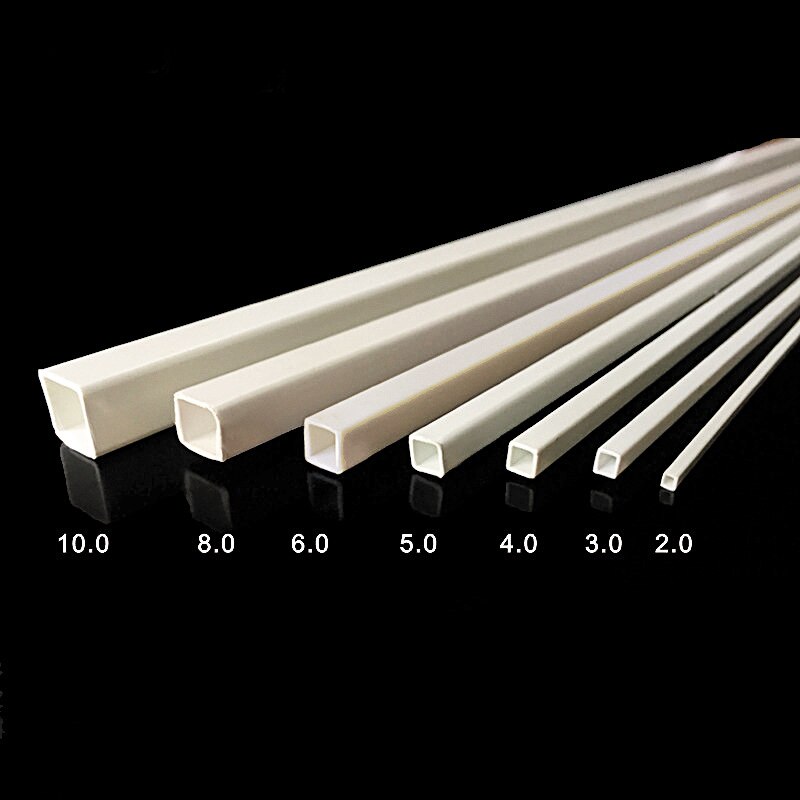 10Pcs Abs Wit Plastic Mal Buis Holle Vierkante 3Mm/5Mm/6Mm/8Mm/25Cm Lange Building Zand Tafel Model Diy Materia: 8x8mm