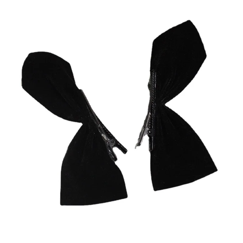 Pinces à cheveux en ruban noir et blanc pour femmes, épingle à cheveux latérale nœud papillon vintage, barrettes mignonnes pour filles, coiffure, accessoires pour cheveux, 2 pièces, 4 pièces: Black