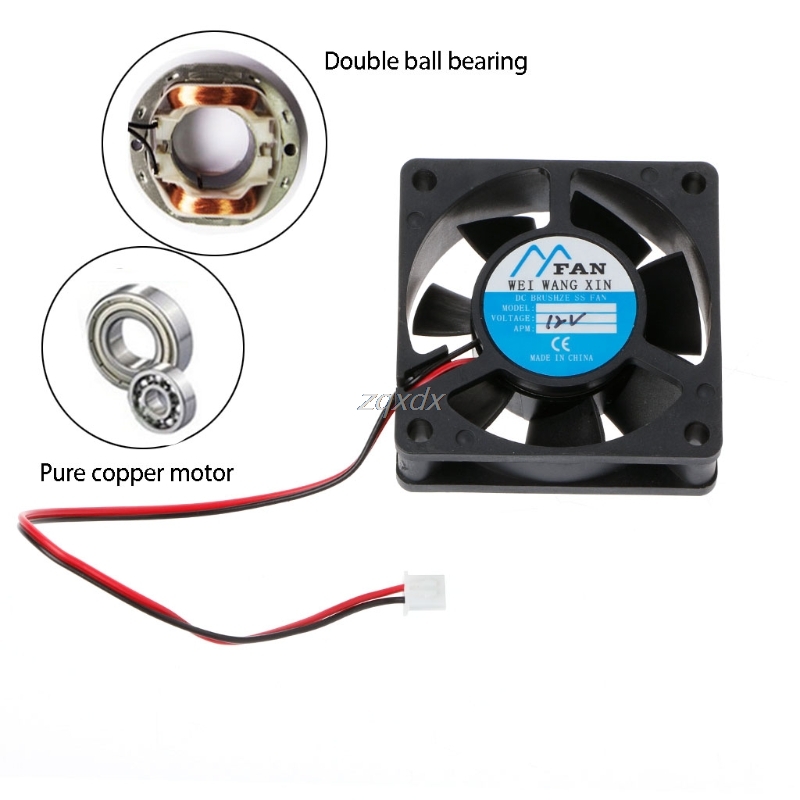DC 12V 2-Pin Cooler Brushless Axial PC CPU Case Cooling Fan 6020 60mmX60mmX20mm Whosale&amp