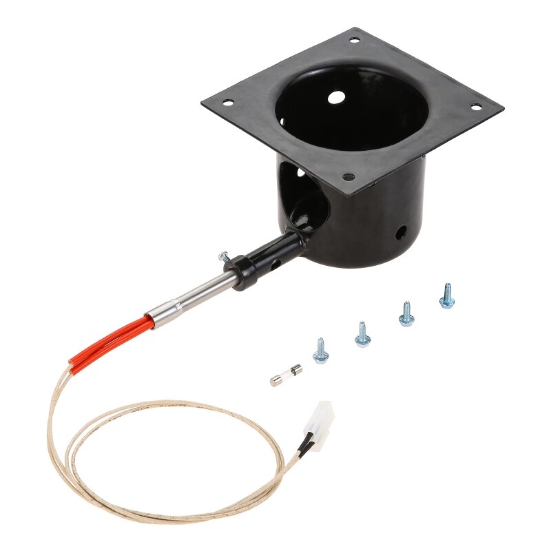 Heavy Duty Steel Porcelain-Enameled Fire Burn Pot and Rod Ignitor Kit fit for Traeger and Pit Boss Pellet Grill +Screws Fuse
