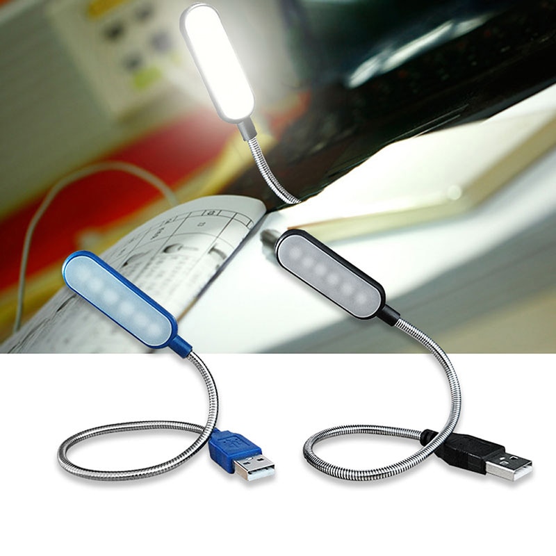 Bærbar usb ledet mini boklys leselys bordlampe fleksibel 6 ledet usb-lampe til powerbank laptop notisbok hjemmedekorasjon