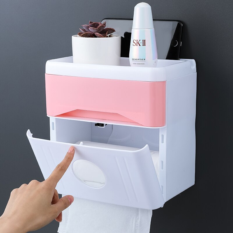 Double-layer paper towel holder, toilet paper tray, waterproof toilet paper rack, hand tray, punch-free