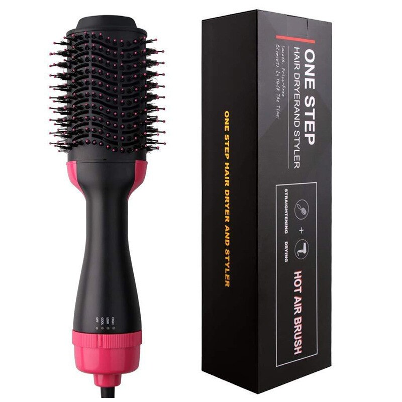 Einen Schritt Haartrockner Und Volumizer Gebläse Haar Trockner Heißer Pinsel Schlag Trockner 3 in 1 Haarbürste Styling Werkzeuge styler: uns-Stecker / Rosa mit Kasten