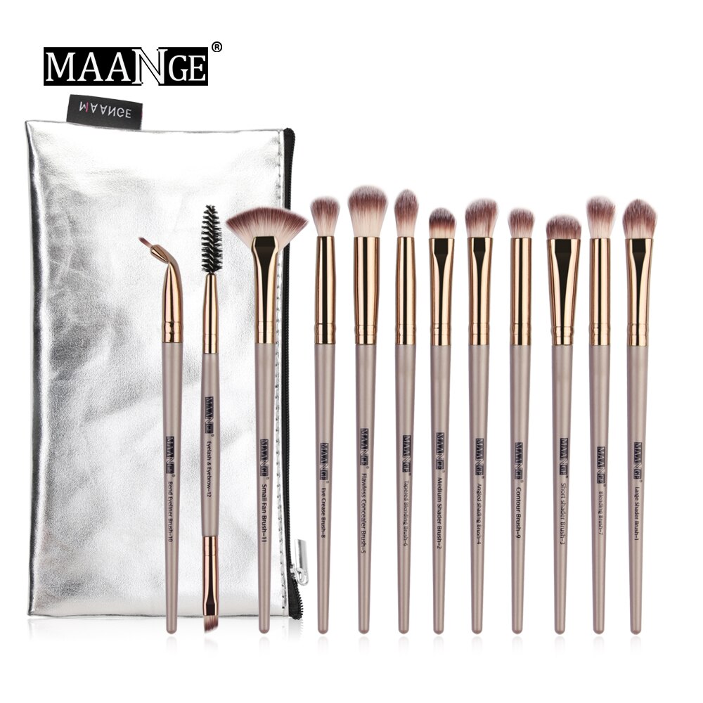 Make-Up Kwasten 12Pcs Eye Make-Up Kwasten Set Met Cosmestic Tas Oogschaduw Blending Make Up Borstel Voor Make-Up Beauty gereedschap Kit: 12pcs bown with bag