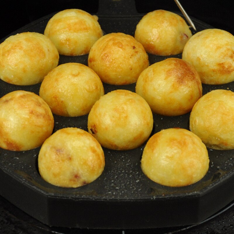 Hole Cast Iron Uncoated Nonstick Octopus Ball Takoyaki Maker Meatball Mold Cake Baking Pan Bakeware Tool BBQ Plate Cooking Pot
