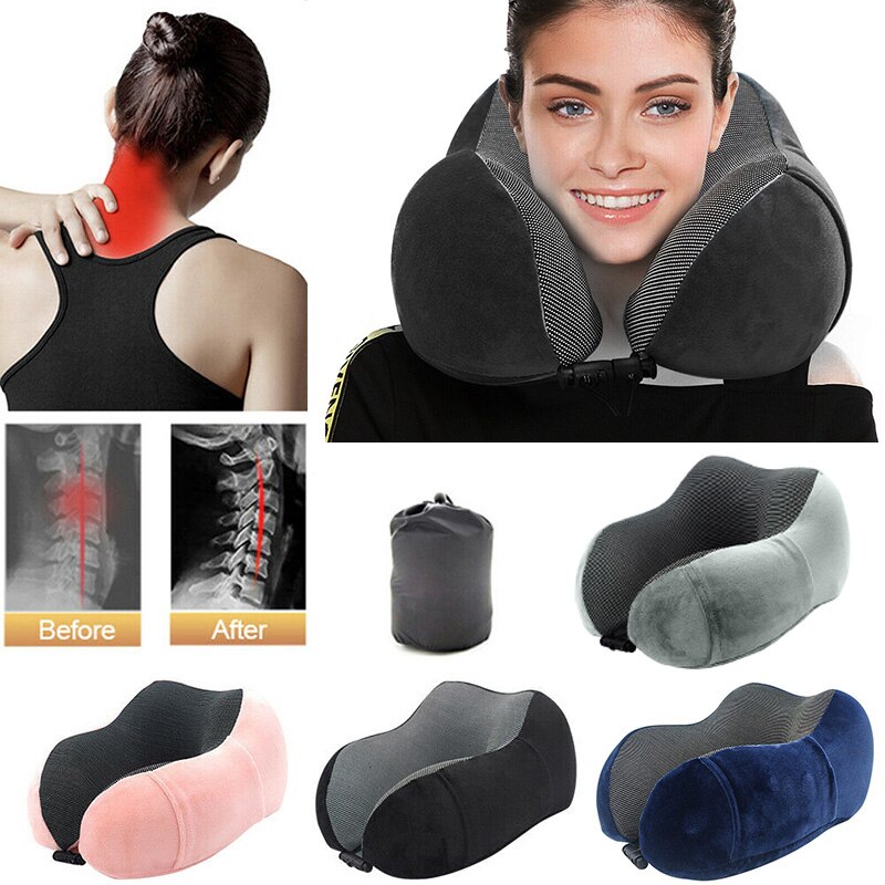 Travel Neck Pillow Memory Foam U-shaped Neck Support Headrest Travel Pillows MSU88