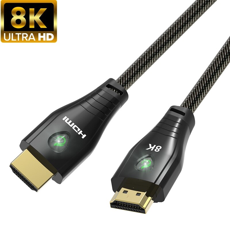 1m 2m 3m 8k 4k hdmi kabel 60hz v2.1 hdr højhastigheds 48 gbps til samsung lg sony tcl  ps5 ps4 splitter switch audio video 1080p 3d c: Led version hdmi 8k / 1.5m