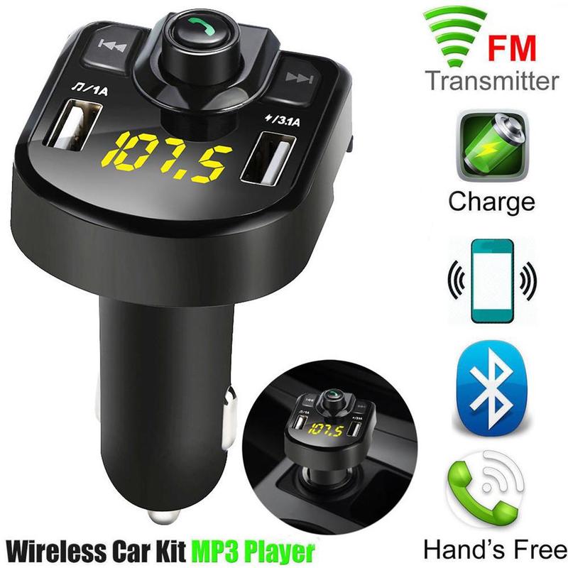 Handsfree auto bluetooth 4.0 fm lähetin autolaturi dual usb adapter auto  mp3 player langaton audio vastaanotin