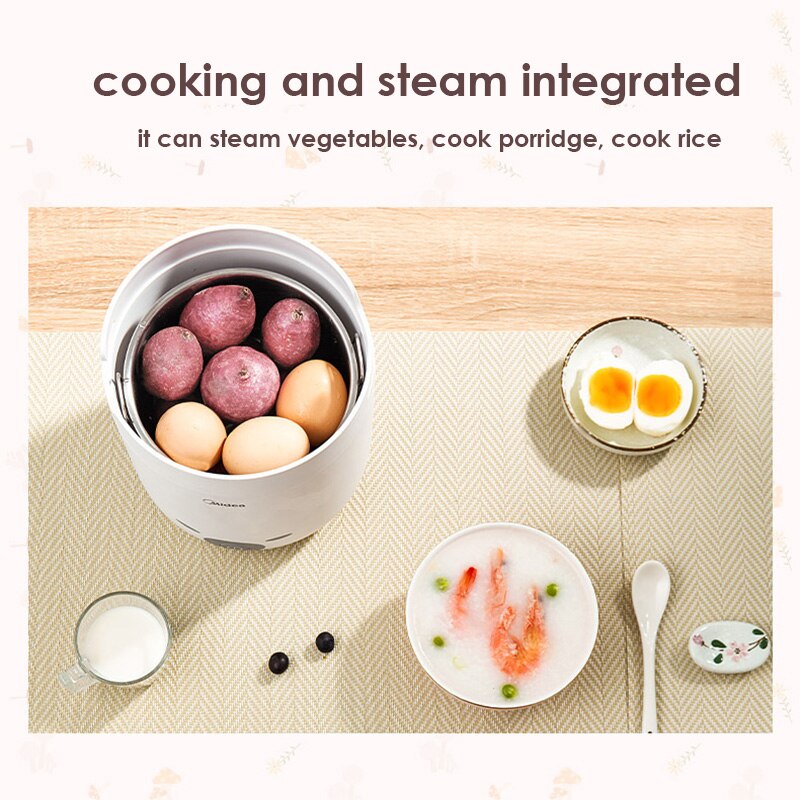 Midea-Olla arrocera eléctrica portátil de acero inoxidable, 1,3l, electrodomésticos de cocina multifuncionales para dormitorio de baja potencia, disponible