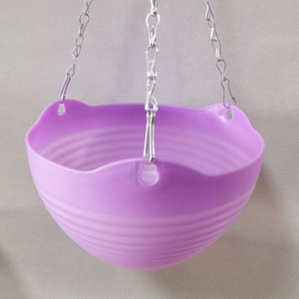 Plastic Hanging-Basket Flower Pot with Chain Home Garden Balcony Macrame Plant Hanger Planters Decor SMD66: Purple