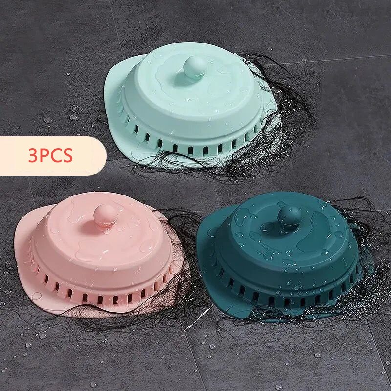 Juego de filtro de Gel de sílice para fregadero de baño, cubierta de drenaje de suelo de ducha Universal, evita la obstrucción del cabello, desodorante, accesorios de cocina: 3 pcs set