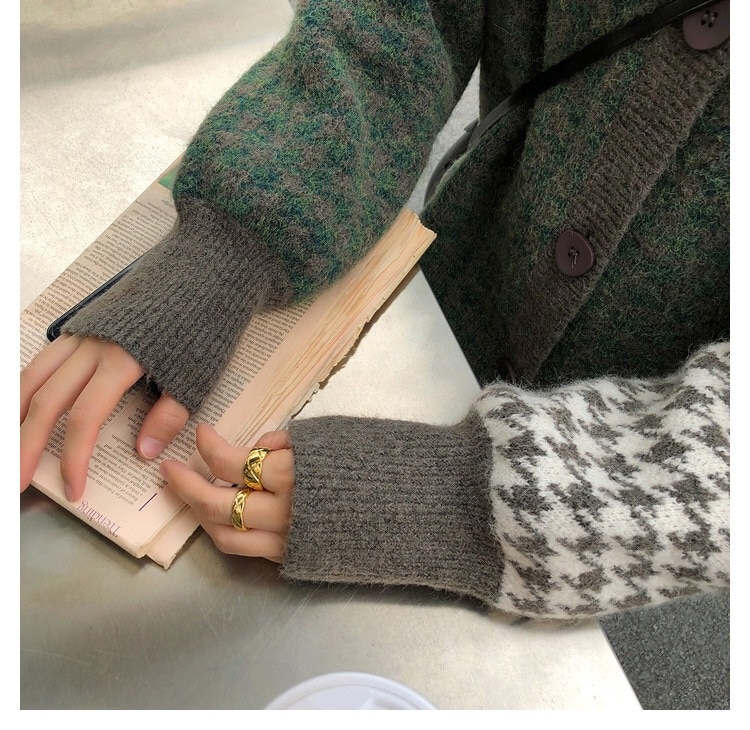 Suéteres de mujer de gran tamaño, suéter de otoño e invierno, cárdigans vintage con botones y cuello redondo, cárdigan holgado de una sola botonadura y mangas abullonadas.