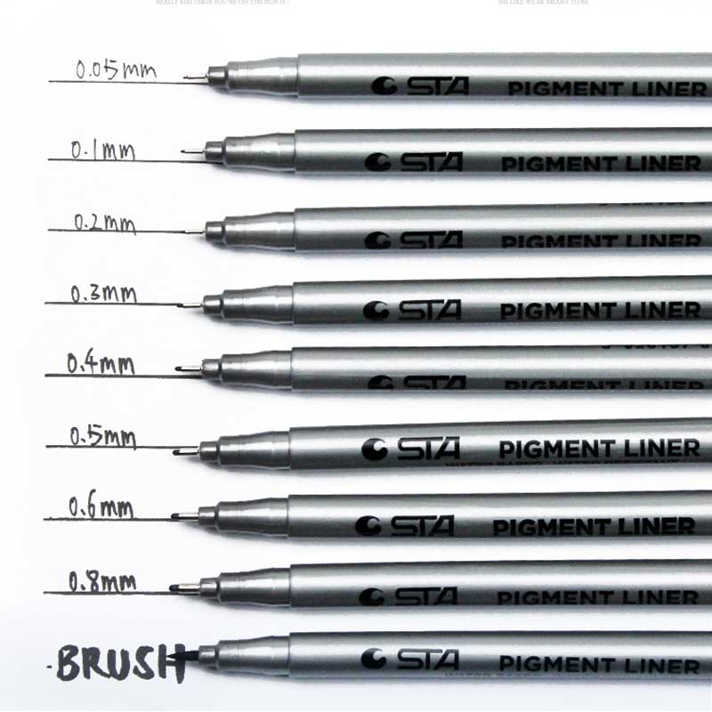 Waterproof STA Art Sketch comics Art Marker Pen Pigment Liner Water Based For Drawing Handwriting School office stationery