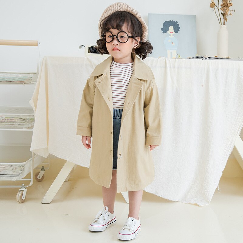 Gabardina para Niñas Ropa para niños bebé chaquetas largas casuales niño niña Turn-down Collar Trench Outwear 2 3 4 5 5 5 6 6 7 año: 4 años