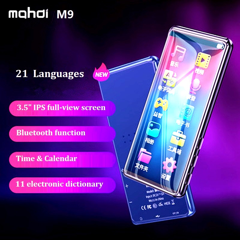 Mahdi M9 MP3 Speler Bluetooth 5.0 Touch Screen 3.5 Inch Hd Hifi Muziek Spelers Ondersteuning Fm Radio E-Book Video met Luidspreker