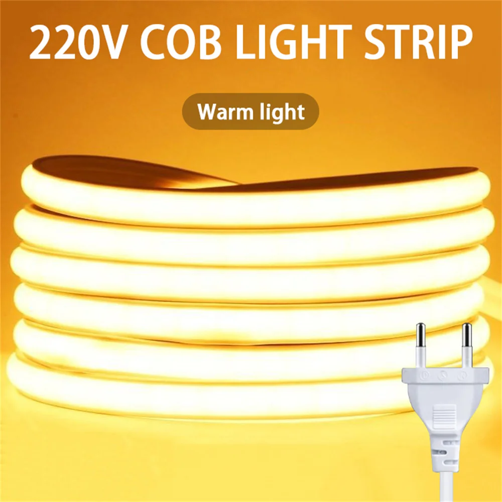 220v cob led strip selvklæbende høj lysstyrke led strip til rum vandtæt led strip fleksibel bånd til have udendørs belysning: Blå / 250w
