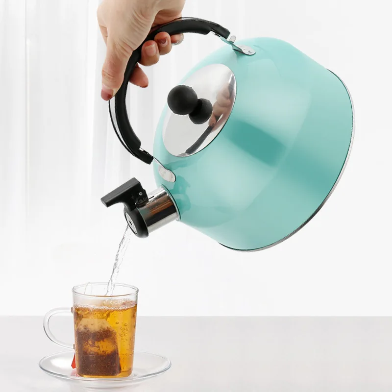 Stainless Steel Teapot Induction Cooker Heating Water Kettles Whistling Teapot for Travelling Camping Kettle Ergonomic Handle