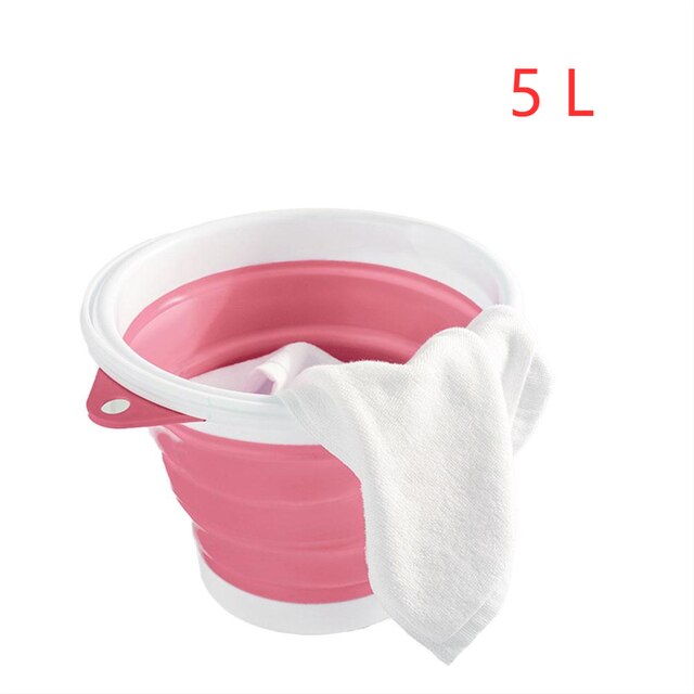 3L/5L/10L Collapsible Bucket Portable Folding Bucket with Handle Car Washing Bucket Children Outdoor Fishing Travel Home Storage: 5L-pink