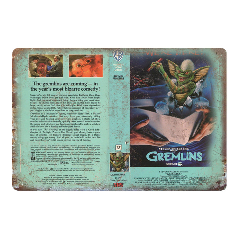 Gremlins Wall Stickers for Kids Room Game Center Home Decoration Vintage Art Painting Plaque Metal Signs: Navy Blue