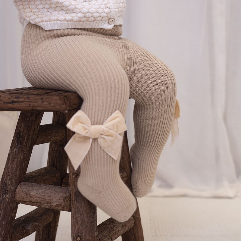 Große samt Band bowknot seite Baby mädchen strumpfhosen Weihnachten baumwolle Kleinkind Baby strumpfhosen für mädchen Gamaschen dicke socken